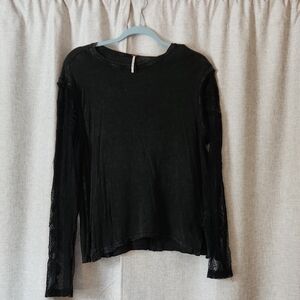 Free People Lace Sleeve Top